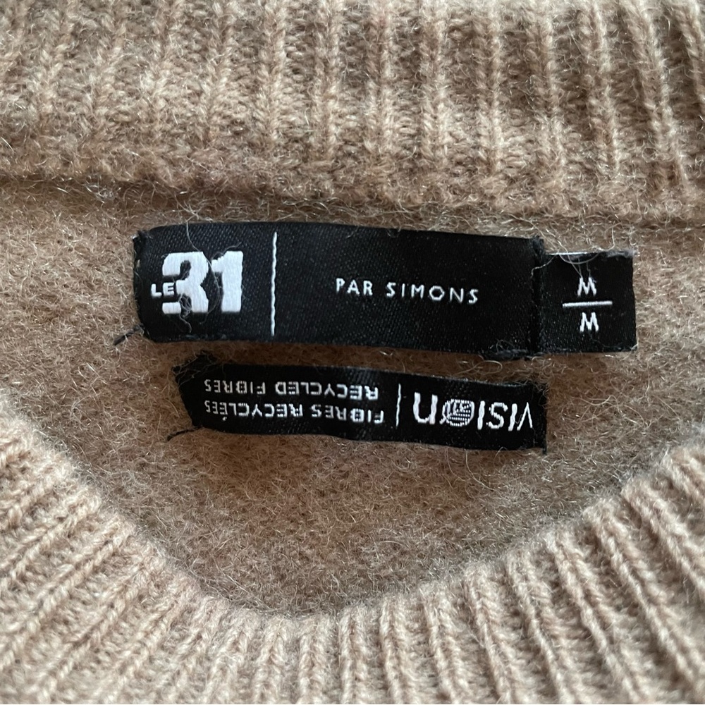 100% Lambswool Beige Stripe Sweater Green&Black stripes size M - Picture 4 of 7